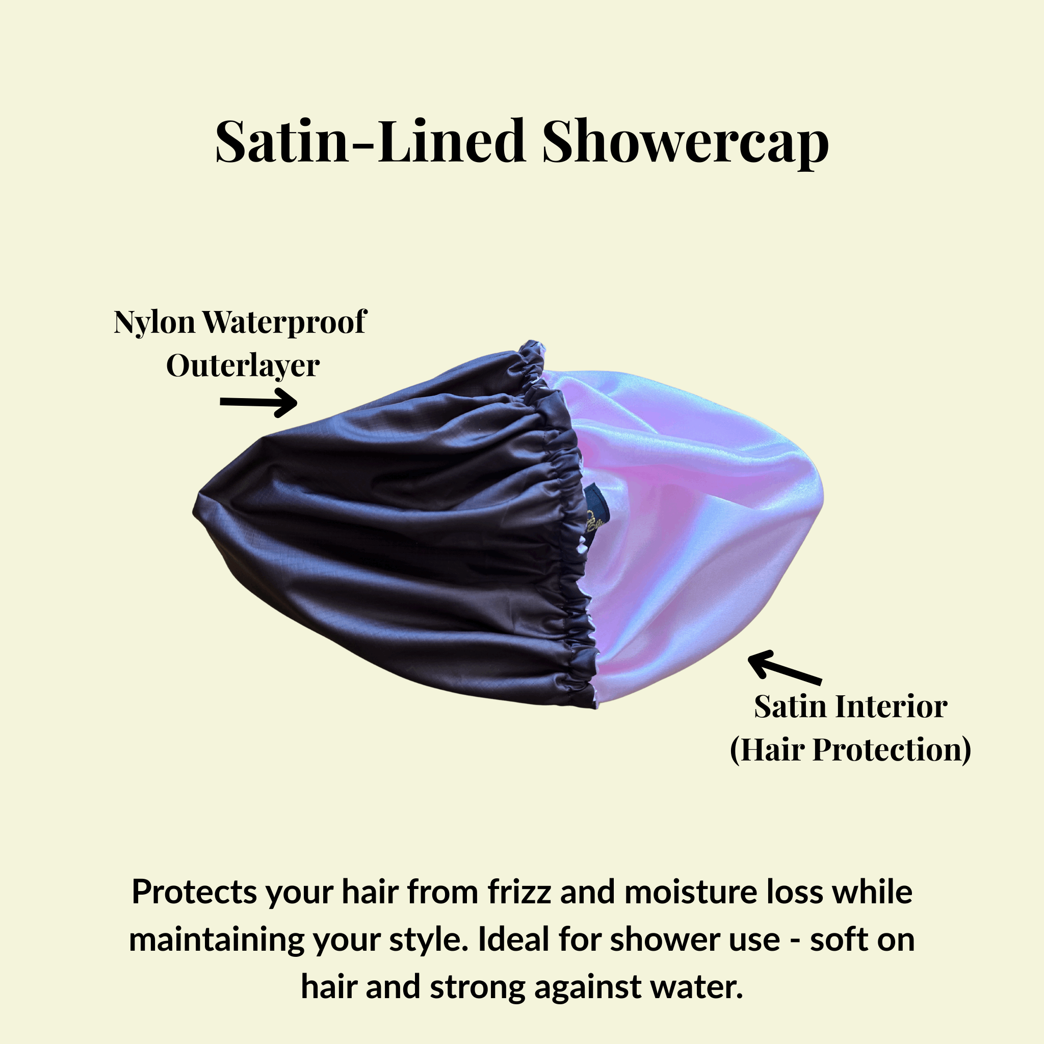 Satin Shower Cap - Waterproof Hair Protection | Couronne Par Elle - Couronne Par Elle