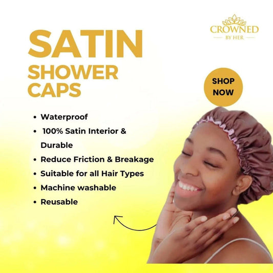 Satin Shower Cap - Waterproof Hair Protection | Couronne Par Elle - Couronne Par Elle